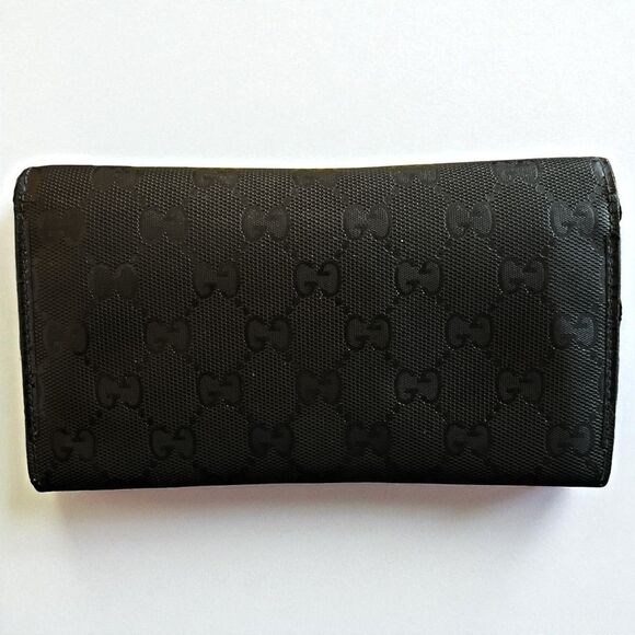 Auth GUCCI GG Guccissima Calf Skin Black Leather Long Wallet 245908 with COA - Picture 2 of 9
